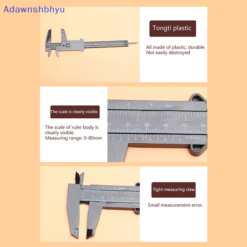 Adhyu Jangka Sorong Plastik Mini DIY Alat Woodworking Metalworking Skala Ganda Sliding Gauge Plastic Vernier Caliper Aperture Depth Diameter Measure Tool ID