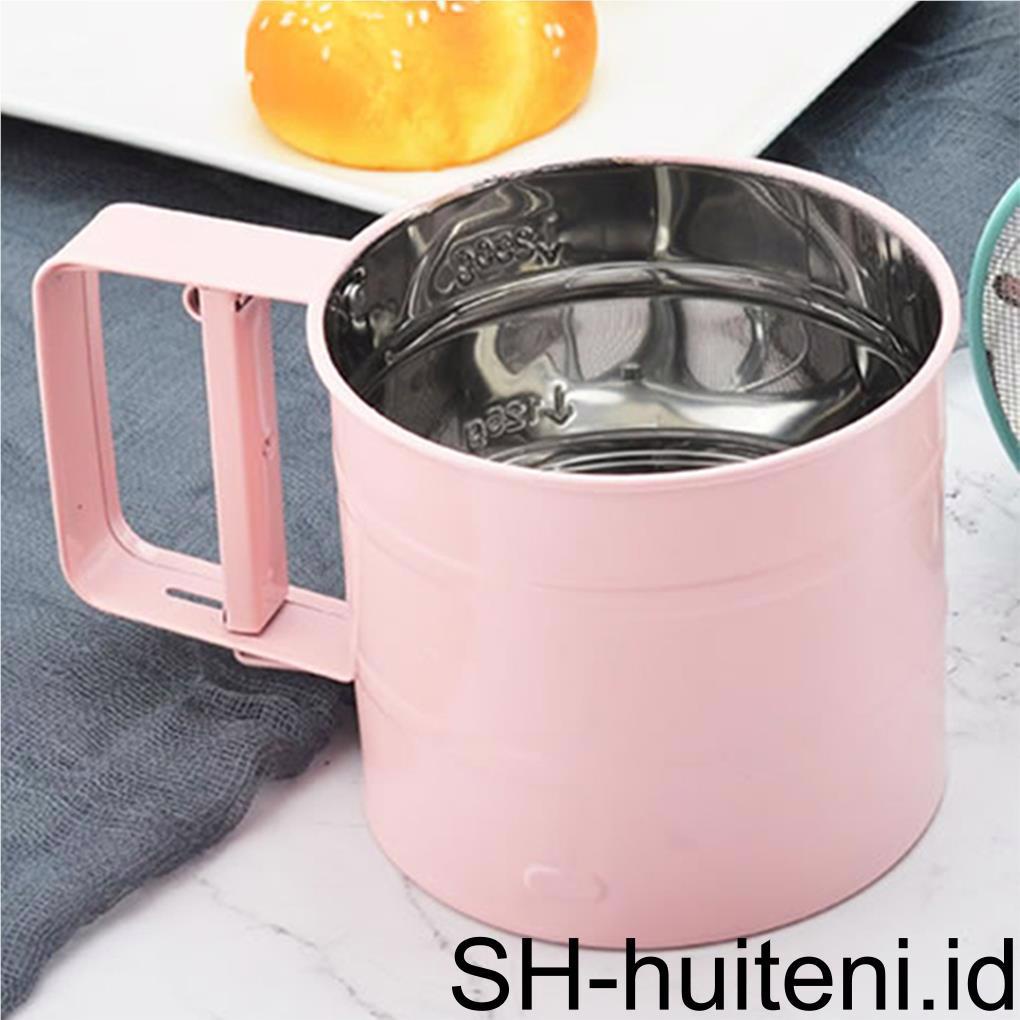 Flour Sifter Handheld Powder Flour SieveIcing Sugar Gelas Saringan Manual Kapasitas Besar Alat Kue Rumah Untuk Bubuk Bumbu Kue