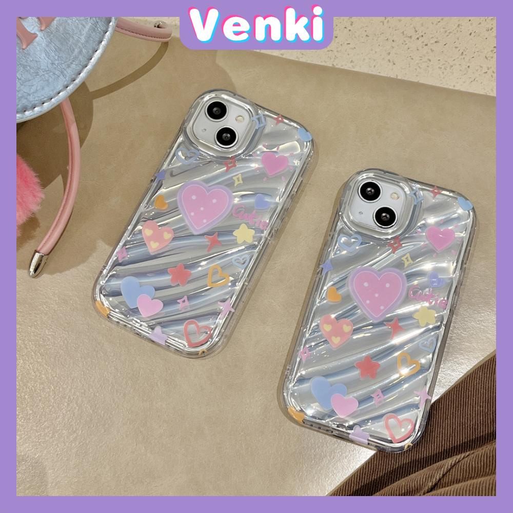 Venki - Untuk Iphone11 iPhone Case Laser Reflektif Bening Casing Ponsel TPU Lembut Shockproof Airbag Phone Case Hati Lucu Kompatibel Dengan Iphone14 13 Pro Max 12 Pro Max XR XS 7 8Plus