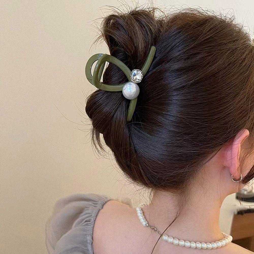 Needway Cross Hair Claw Ponytail Holder Hiasan Kepala Elegan Manis Klip Hiu Berlian Untuk Anak Perempuan