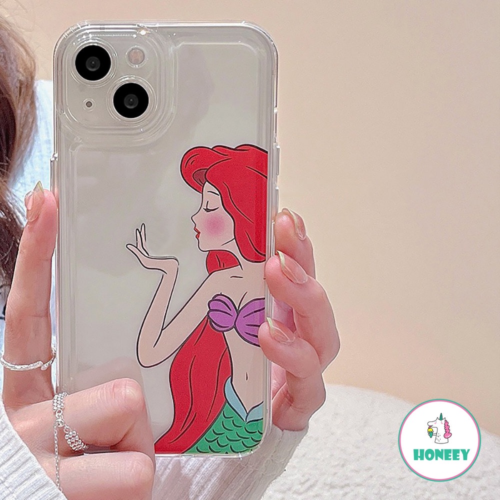 IPHONE Casing Ponsel Lucu Kartun Putri Bening Untuk Iphone11 12 13 14 Pro Max XR Xs7 8Plus Mermaid Yang Indah Lembut Anti-drop Back Cover