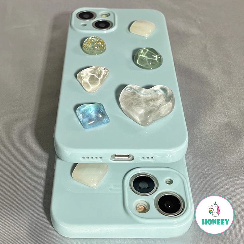 IPHONE Retro Gadis Gemstones Art Gentle Green Casing Ponsel Mewah Untuk Iphone14 13 12 11 Pro Max 14Plus Case Lucu Manis Glossy Soft Cover