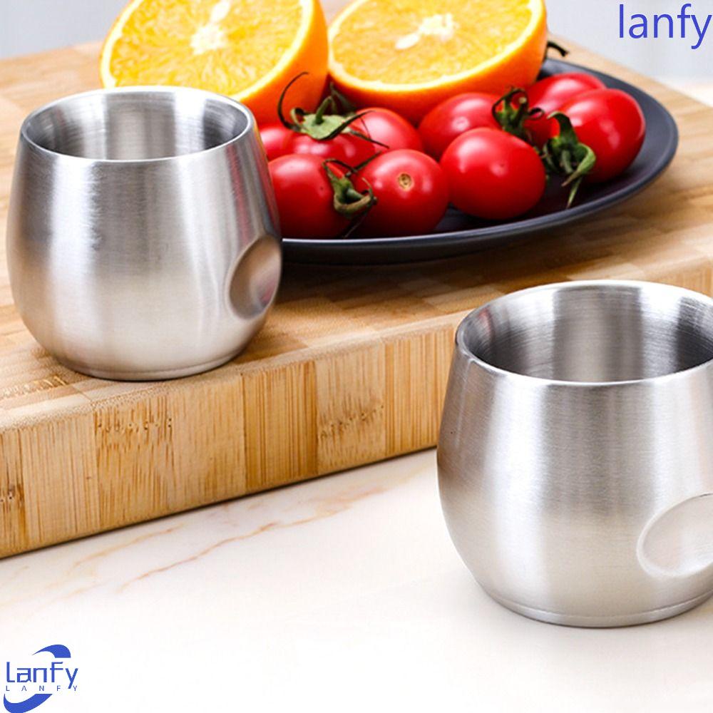 Lanfy Cangkir Kopi 7oz 200ml Anti Melepuh Travel Stainless Steel Insulated Drinkware