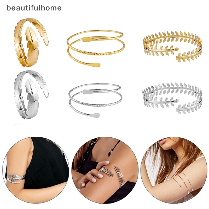 {beautifulhome} Gelang Lengan Fashion Untuk Wanita Perempuan Mental Terbuka Upper Arm Bangle Bracelet Sederhana Adjustable Armlet Armband.