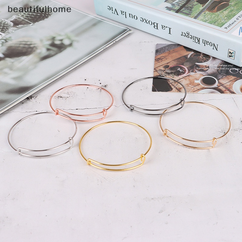 {beautifulhome} 10pcs /set Gelang Kawat Expandable Bangles Untuk Wanita 65mm Membuat Perhiasan DIY.