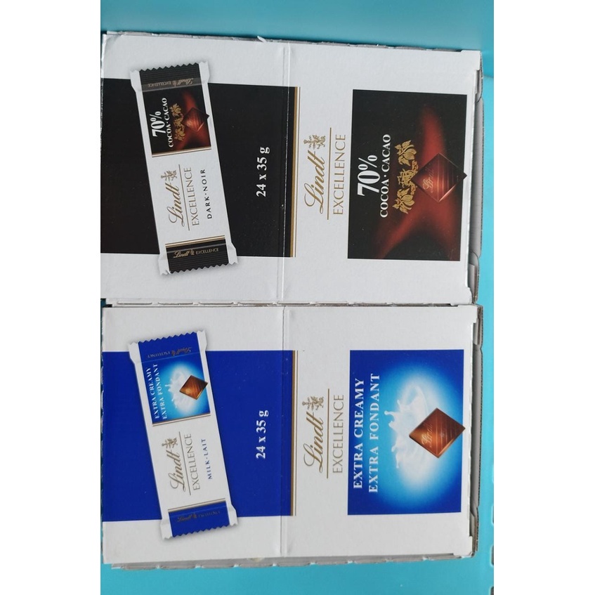 

Lindt Mini 1 box isi 24 pcs x 35 gram 70%/ 85%/ Milk Coklat Impor Swiss