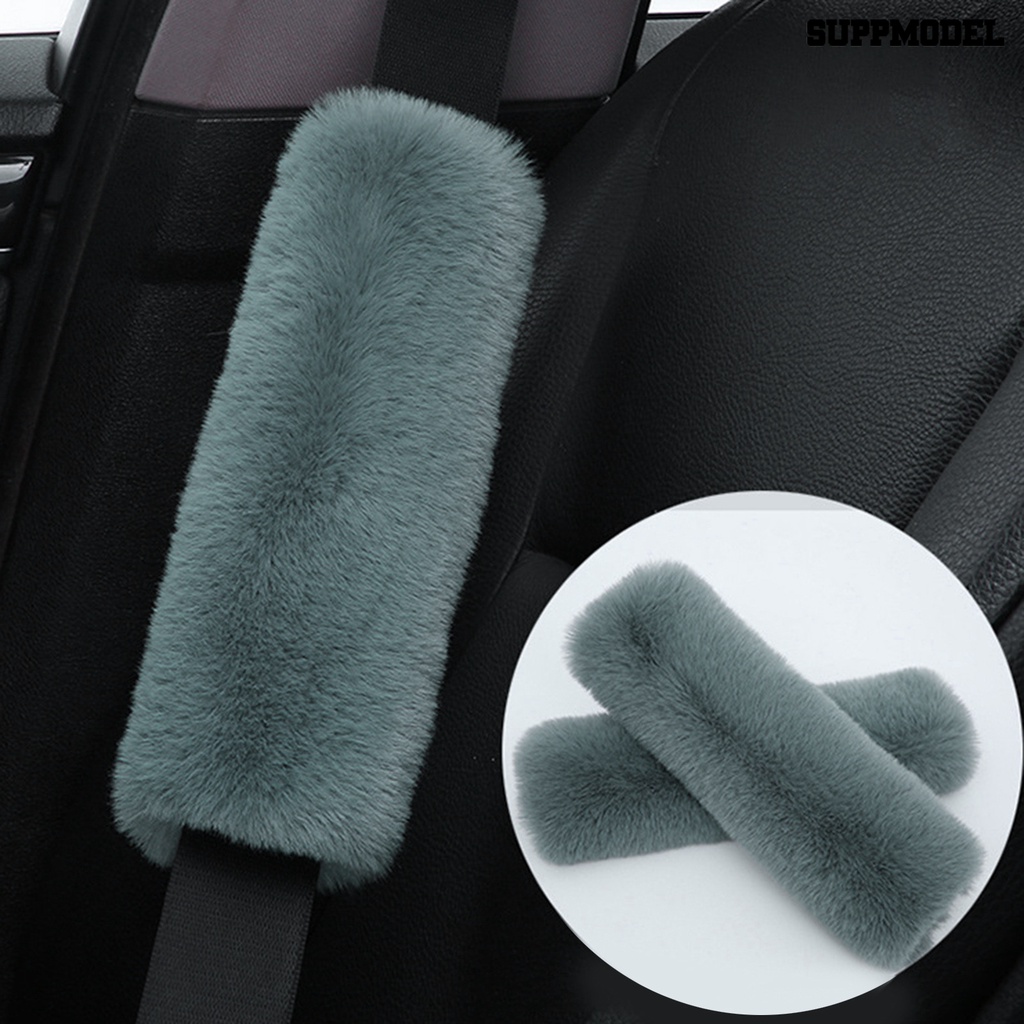 [SM]1 Pasang Cover Sabuk Pengaman Nyaman Lembut Berbulu Universal Car Seat Belt Pad Cushion Perlengkapan Kendaraan