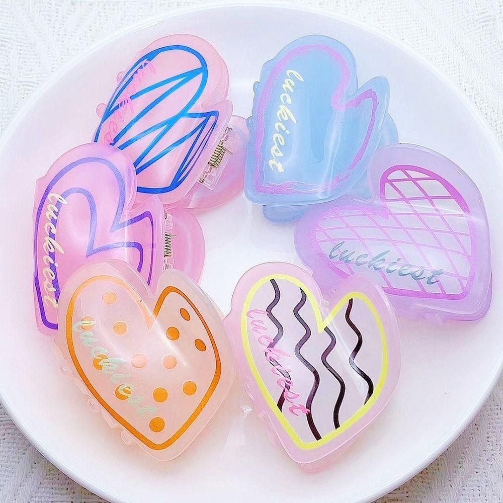 Needway Heart Claw Clips Hiasan Kepala Jepit Rambut Love Heart Acetic Acid Shark Clip Sweet Hair Clips Untuk Wanita