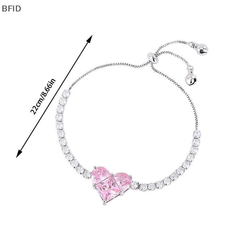 [BFID] 1pc/1pasang Cahaya Shiny Zircon Love Adjustable Gelang Untuk Wanita Fashion Berlian Imitasi Penuh Kalung Anting Perhiasan [ID]