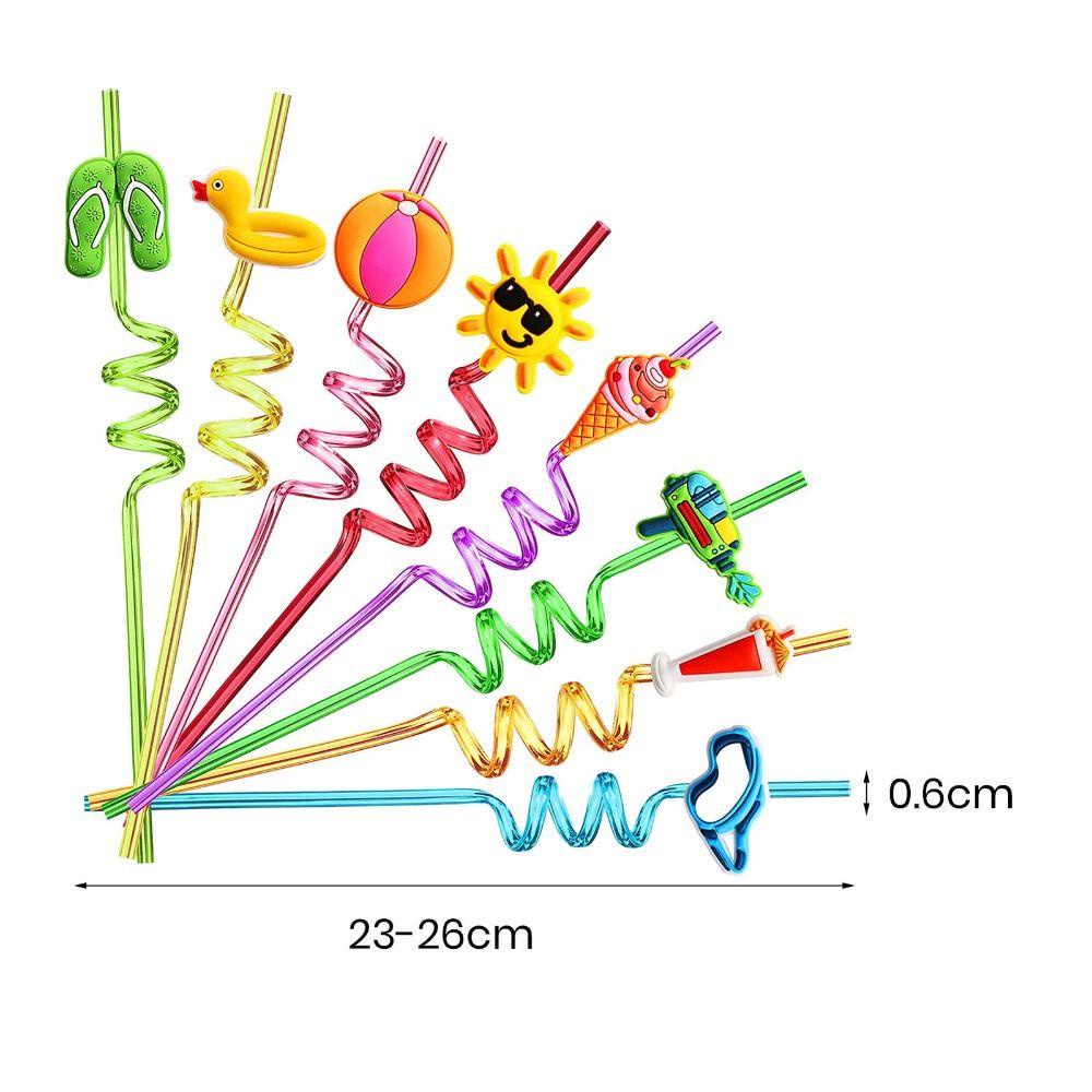 R-FLOWER 8pcs Sedotan Minum Anak Musim Panas Pantai Cocktail Perlengkapan Pesta Warna-Warni Straw