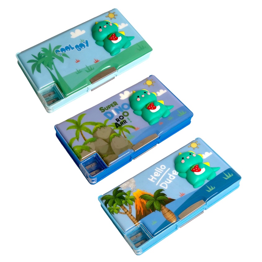 

Tempat Pensil Karakter Dino Squish XPM-553-3 Import Anak Laki laki / Pencase Karakter Anak Dino Magnet