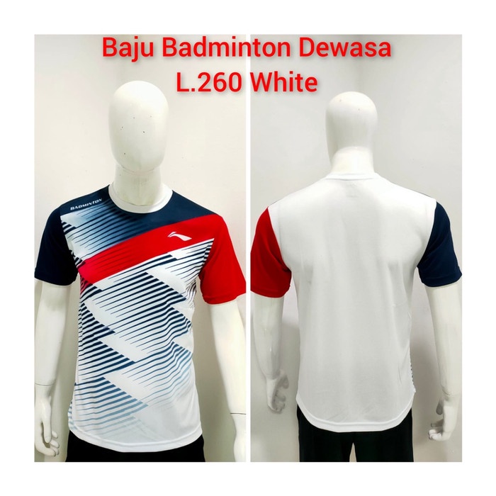 [New Arrival] Baju badminton pria L260 jersey bulutangkis kaos atasan seragam putih - M