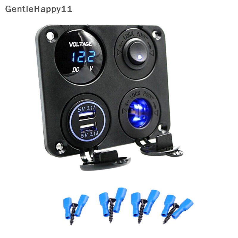 Gentlehappy DIY Car USB Charger Switch Voltmeter Moung Plat Stop Kontak Colokan Panel Holder Untuk Kapal Motor Truk id