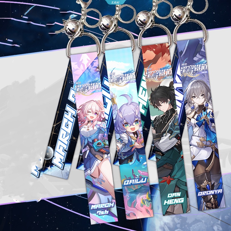 Kawaii Honkai Star Rai Anime Pontoon Keychain Charm 7th Maret Dan Heng Kafka Silver Wolf Blade Jing Yuan Bailu Arlan Siswa Ransel Kreatif Gantungan Kunci Ptoon Pesona Ornamen [ZK]