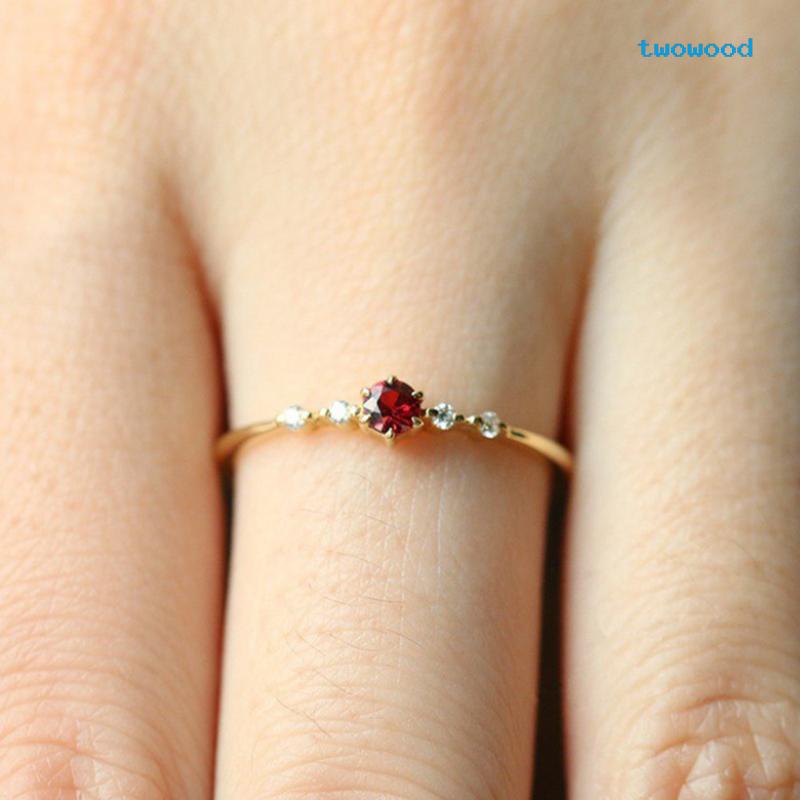 Twowood Cincin Ruby Lapis Emas 18k Untuk Perempuan fashion Eropa Dan Amerika engagement end ring