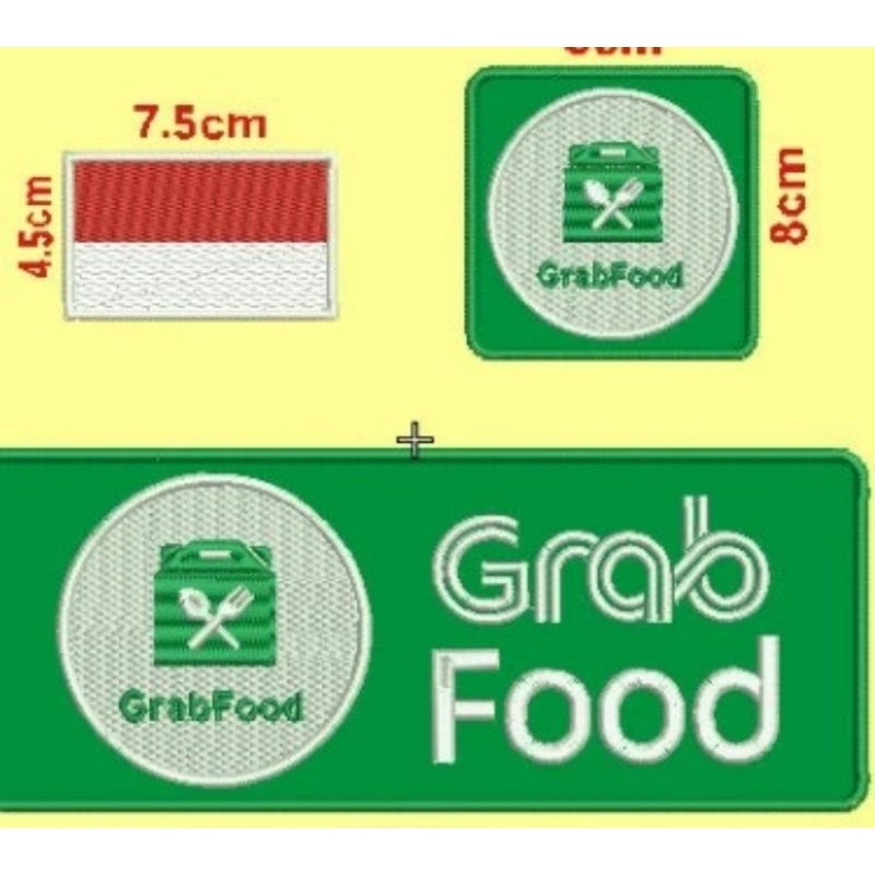 Bordir Emblem Grab Food Terbaru Dasar Hijau Bordir Komputerbisa pesan satuan