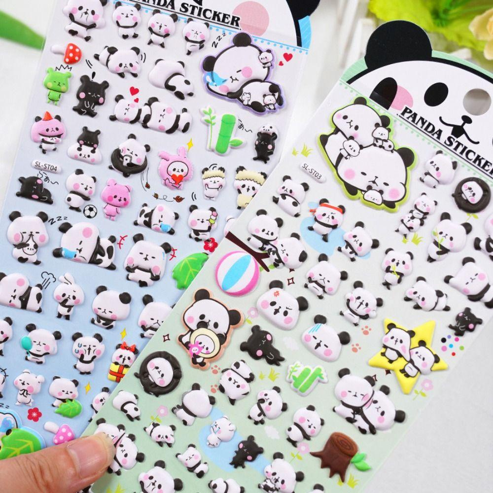Mxbeauty Stiker Gelembung Panda, Stiker Panda Beruang Strawberry, Stiker Graffiti Tahan Air Stiker Kawaii Goo Card Lucu Untuk Skateboard Koper Bagasi Dekorasi