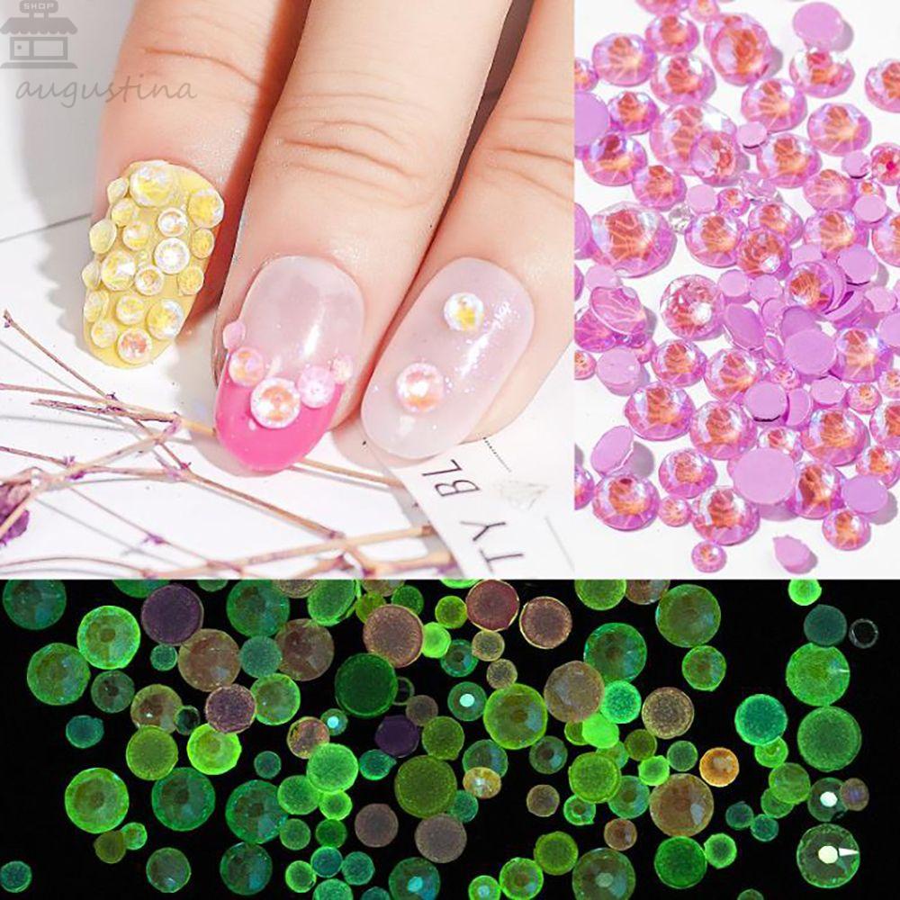 Agustina Dekorasi Nail Art Multi Size Colorful Auroral Neon Glow in the Dark Hiasan Kuku