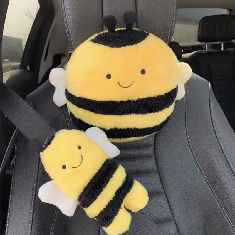 Car cartoon little bee headrest, Pelindung Bahu Lebah Kecil Mobil Yang Lucu