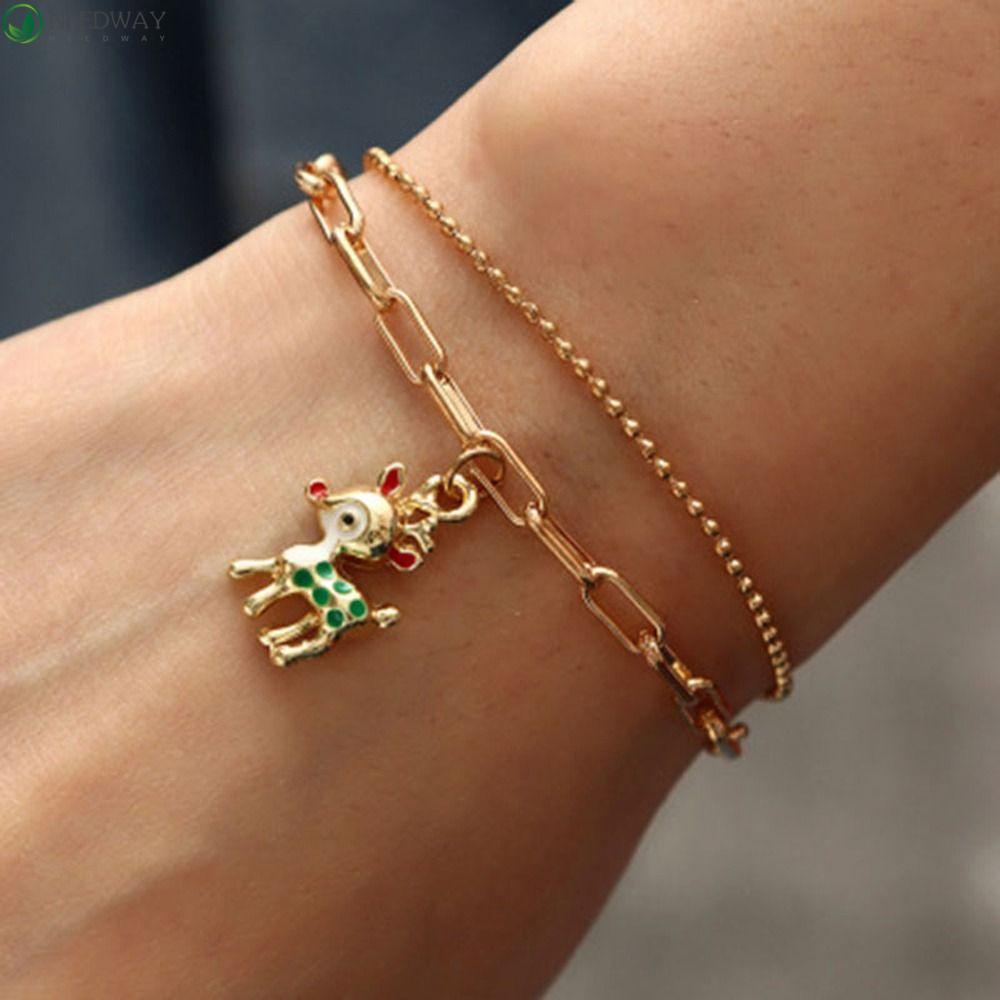 NEEDWAY Needway Wanita Gelang Trendi Niche Desain Elk Snowflake Snowman Gaya Korea Ornamen Festival