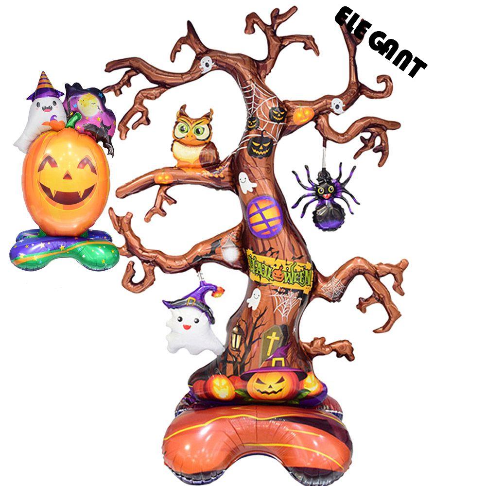 【 ELEGANT 】 Dekorasi Pesta Halloween Penyihir Kreatif, Pohon, Labu Bentuk Kartun Foil Mainan Anak