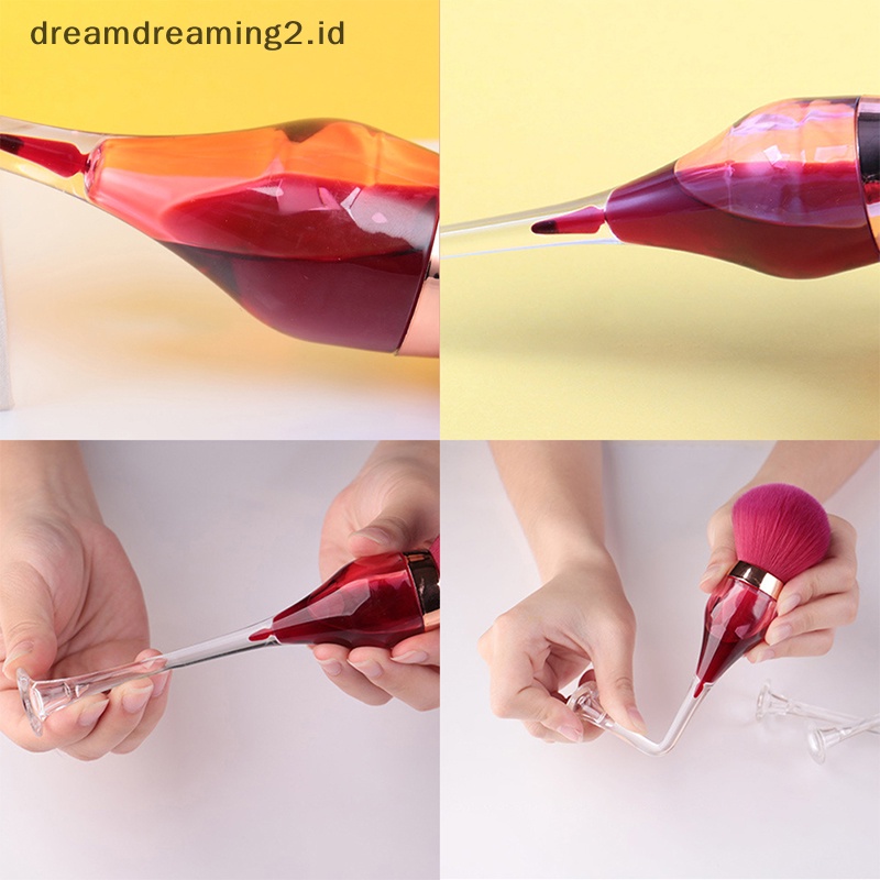 (drea) 1pc Sikat Bubuk Mineral Bentuk Gelas Anggur Makeup Brush Foundation Lembut Berbulu //