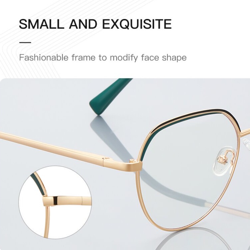 (YUZHU) Fashion Sederhana Two Tone Kacamata Anti Cahaya Biru Kepribadian Logam Desain Asli Eyeglasses