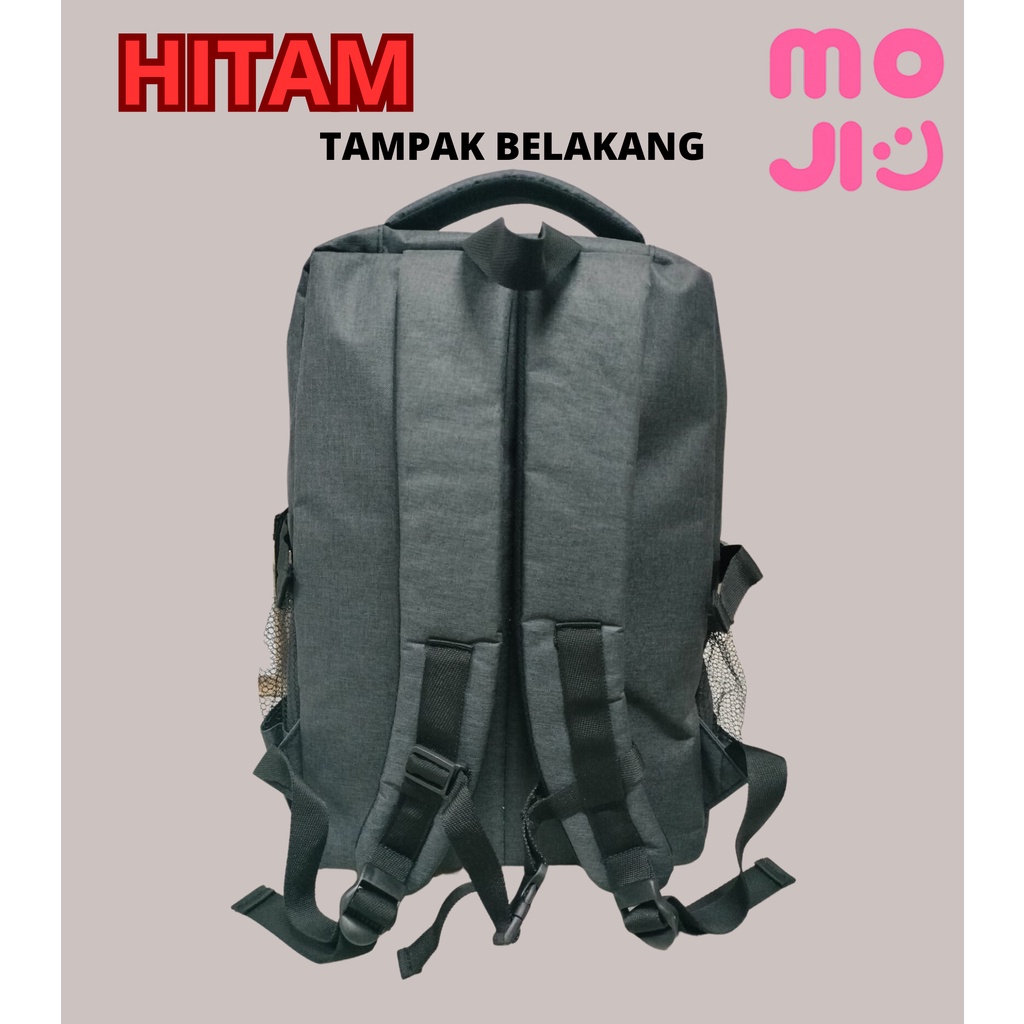 TAS PUNGGUNG WATERPROOF - FREE RAINCOAT - HITAM