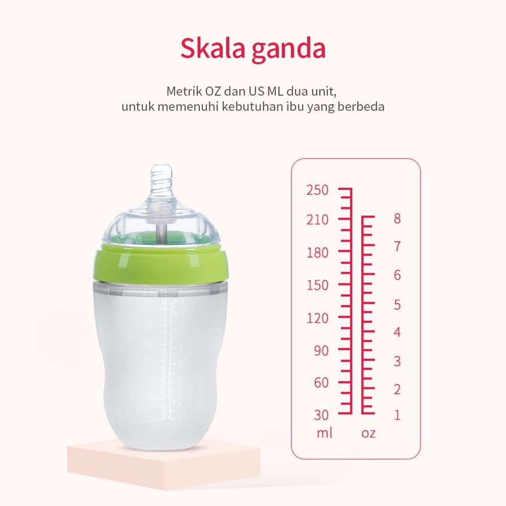 [Piko Bello]  botol susu anti kolik dengan sedotan botol bayi anti kolik/ anti kembung BPA free Botol Susu bayi silikon Leher lebar Dengan Sedotan