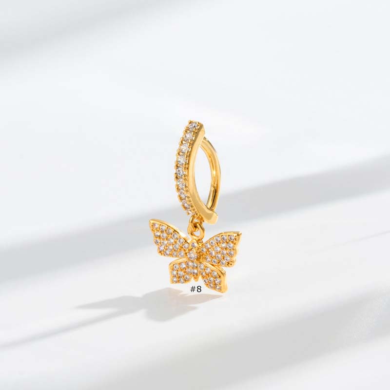 1biji Cincin Perut Tindik Pusar Stainless Dolphine Kupu-Kupu Hati Menjuntai