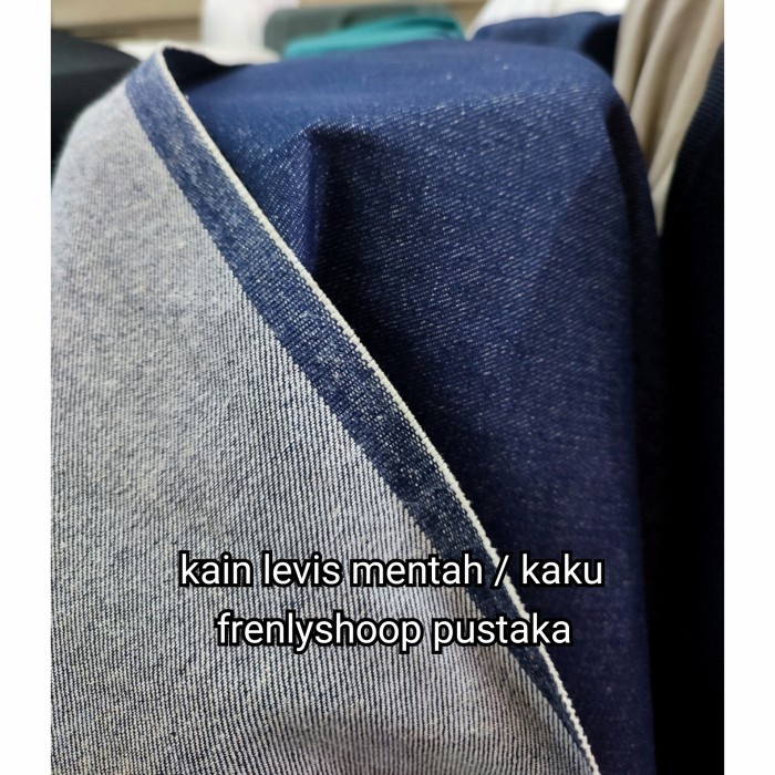 kain jeans Levis meteran  / bahan jeans Levis tebal - Dark blue