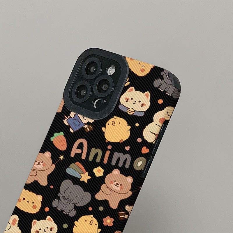 【Lamb Skin】SoftCase for IPhone 6S 7 Plus 8 Plus X XS XR XS Max 11 13 12 14 PRO Max 14 Plus 12 13 MINI Phone Case Black Animal Cartoon Cute Casing hp iphone 11