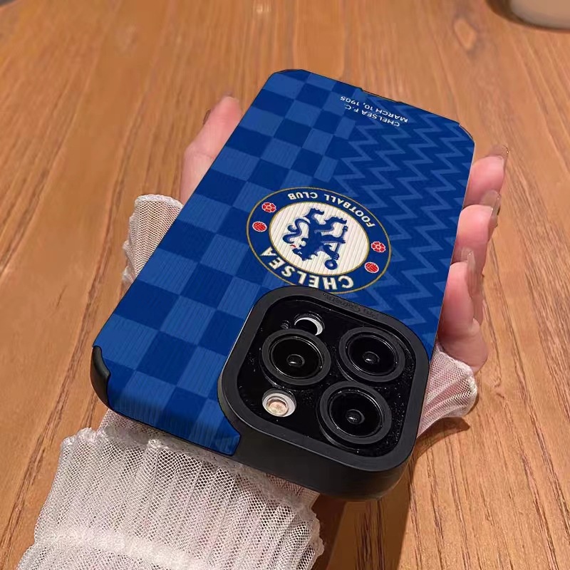 [Lamb Skin]softcase Untuk IPhone 6S 7plus8plus X XS XR XS Max11 13 12 14 PRO Max 14plus 12 13 Casing Hp MINI Biru Chelsea FC