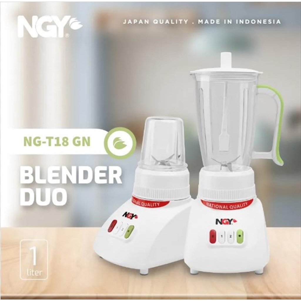 NAGOYA Blender National Plastik 2 In 1 NGY-T18GN 1 Liter - 6 Mata Pisau Stainless