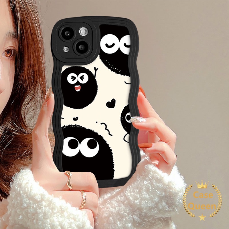 Casing Tepi Bergelombang Ghost Little Monster Lucu Untuk Realme C53 C25 C21Y C35 C55 C25s C33 C25Y C11 C15 C20 C30 C3 C20A C12 9i 5 5i 6i 5S 20 30A Luck Dustbunny Coal Ball Couple Soft Cover