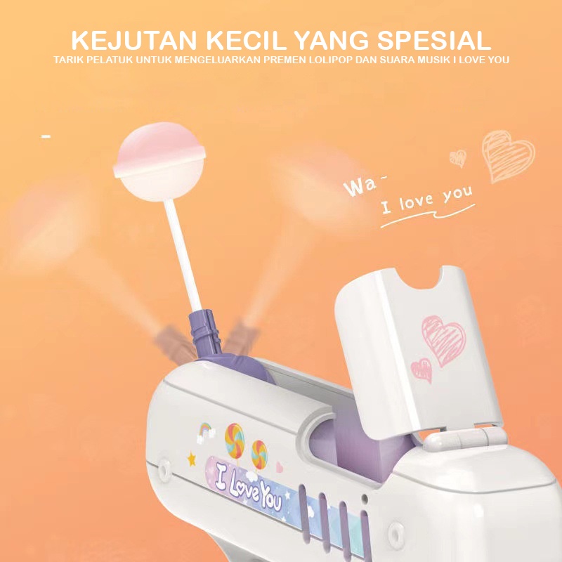 -Mainan Pistol Permen Lolipop Candy Gun Lollipop Tembakan