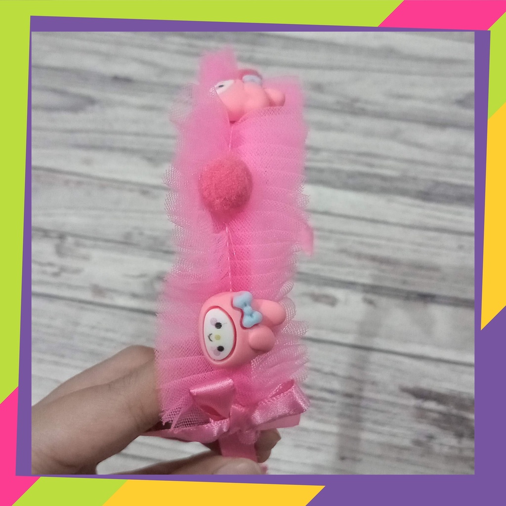 5089 / Bando renda pompom sanrio / Bandana anak model korea