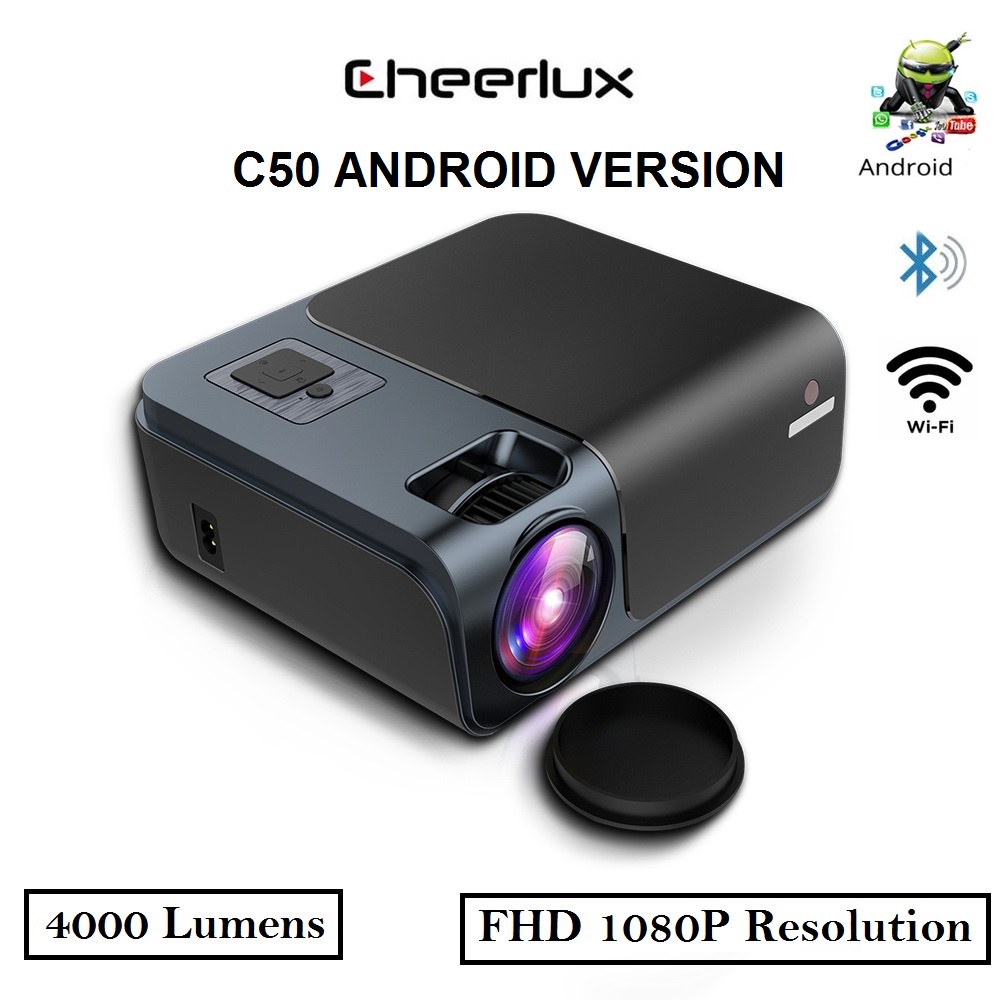 AKN88 - CHEERLUX C50 ANDROID - Proyektor Pintar 4000 Lumens - Full HD 1080P