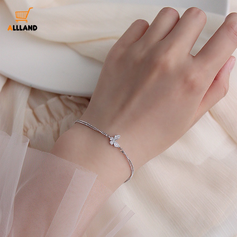 Korean INS Double Layer Alloy Bracelets/ Niche Design Rhinestone Bangle/ Charm Butterfly Bracelets Jewellery Accessories