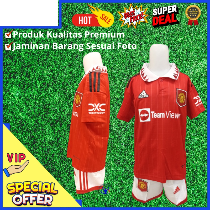 (jerseyolahraga) Setelan Jersey Baju Bola Anak Kids Mu Grade Ori 2022 / Stelan Kaos Bola Anak Laki l