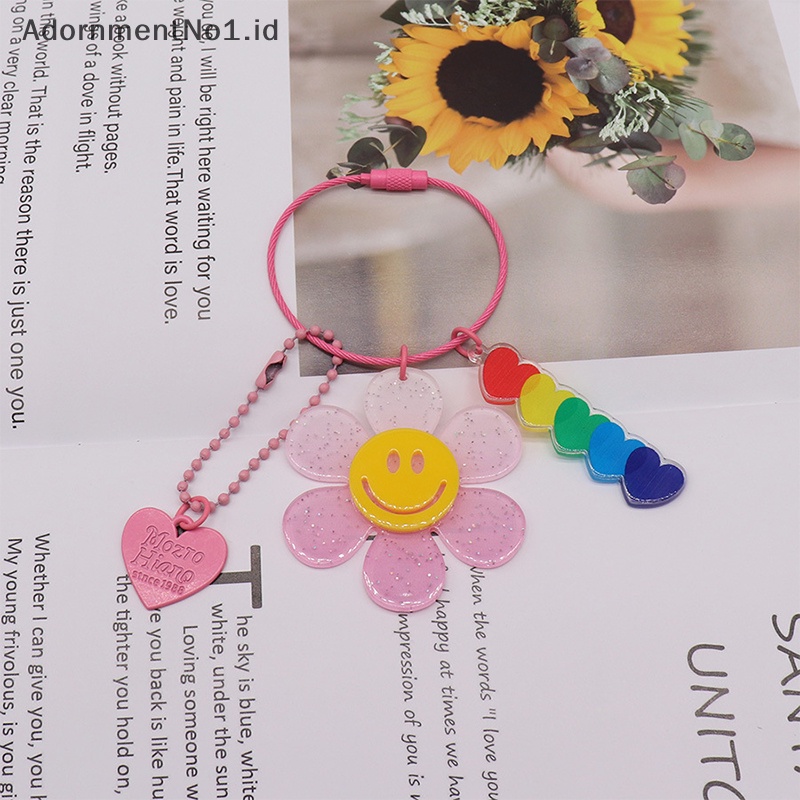 [AdornmentNo1] Kreatif lucu gantungan kunci manis bunga liontin mobil gantungan kunci gadis permen warna Keyring Sunflower Keys dekorasi untuk perhiasan tas