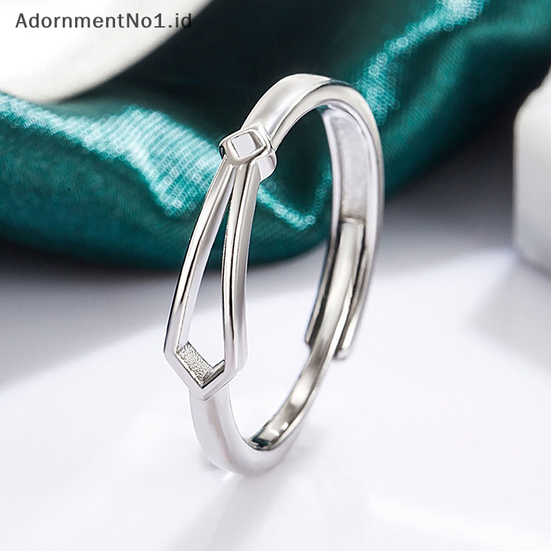 [AdornmentNo1] Cincin pasangan kreatif ikatan simpul zirkon cincin mode pembukaan segar cincin jari geometris yang dapat disesuaikan untuk pria wanita hadiah perhiasan