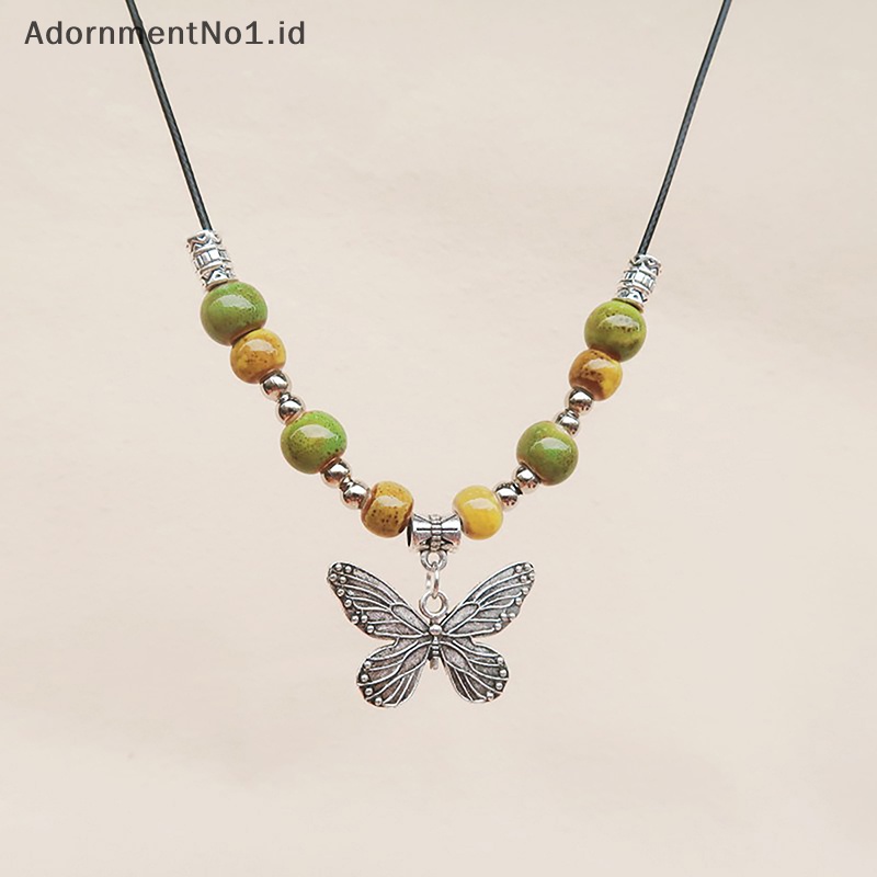 [AdornmentNo1] Bohemian Vintage kalung kupu manik keramik liontin Adjustable Bulk item