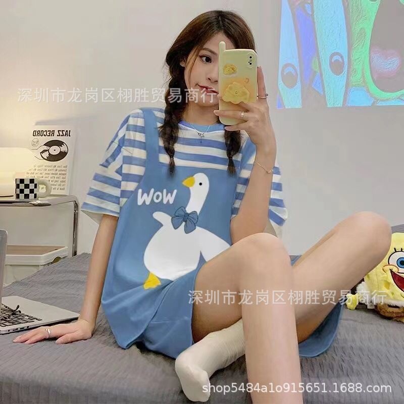 TOPGROSIR TG1734 Stelan Baju Tidur Kaos Wanita Karakter Lucu Piyama Wanita Import Lengan Celana Pendek