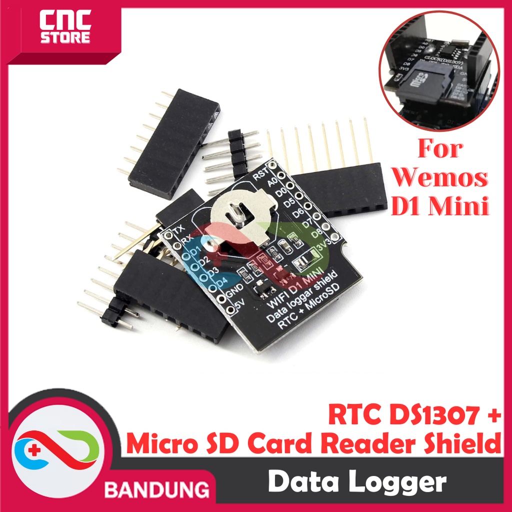 DATA LOGGER RTC DS1307 + MICRO SD CARD READER SHIELD FOR WEMOS D1 MINI