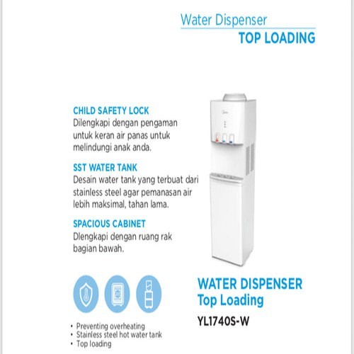 Midea Water Dispenser Top Loading YL1740S-W Dispenser Air Galon Atas