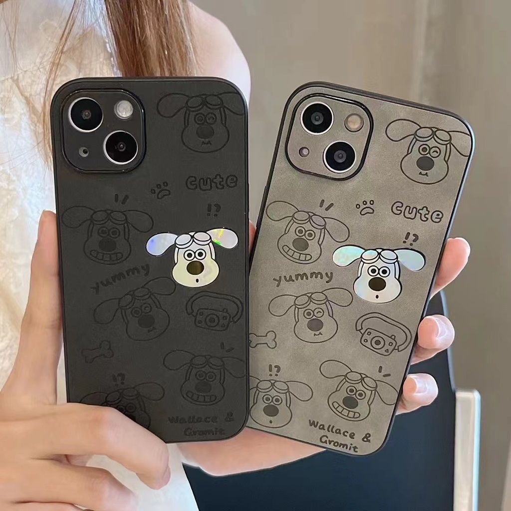 【Gradient Laser】So Cute Pochacco Soft Bumper Hard Case IPhone 11 12 13 14 Pro Max Camera Protect for Girl Women Man Men's Fashion Gift Black Gray Cartoon Phone Case