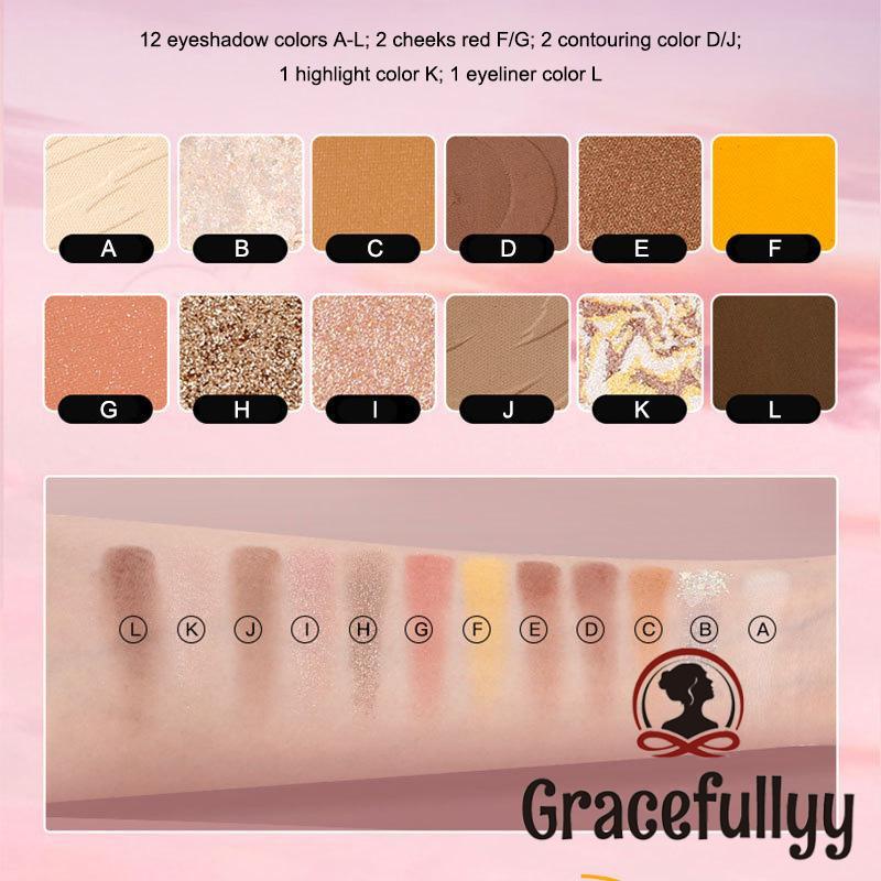 [COD]K'APEINE Eyeshadow Palette Amber 12 Warna Highlight Korea Waterproof Glitter Matte Highlight-GY