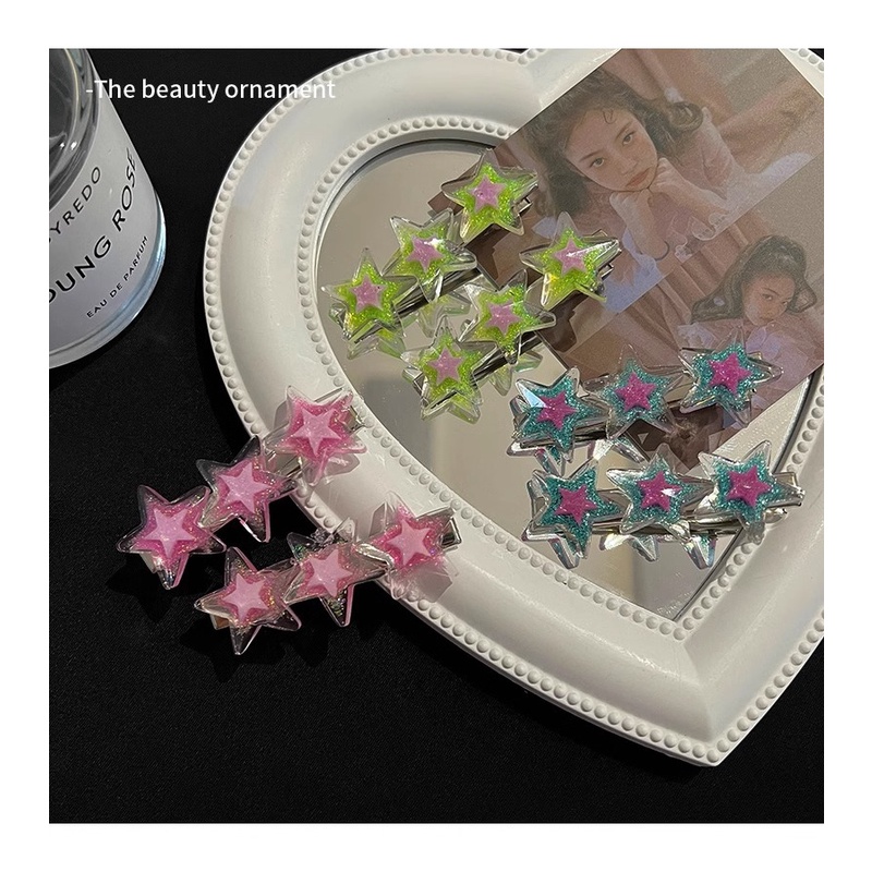 1pc Klip Rambut Bintang Pentagram Poni Lucu Menggenggam Klip Baru Hair Card A Word Duckbill Clip