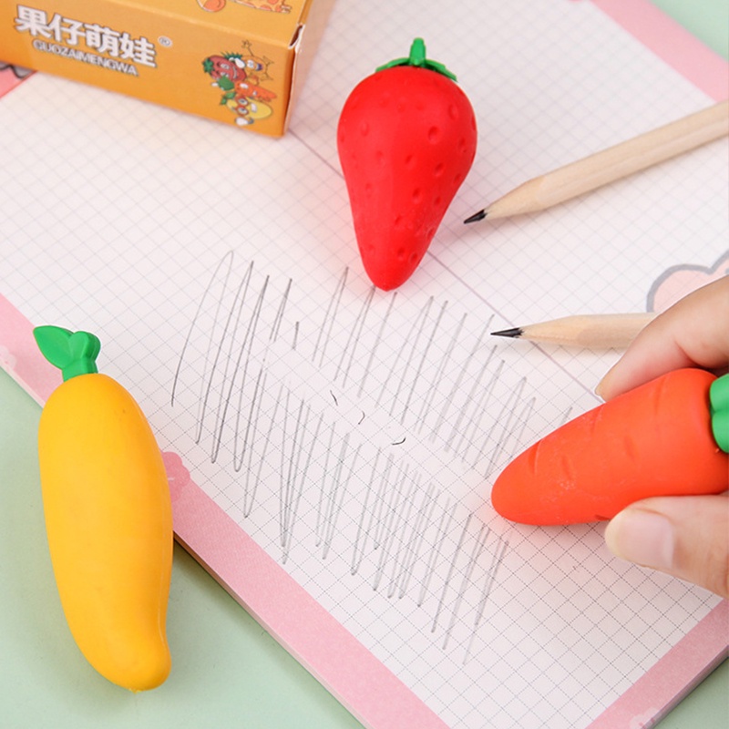 Penghapus Buah Kreatif/ Penghapus Bentuk Mangga Strawberry Oversize Tahan Lama/ Kawaii Stationery Perlengkapan Kantor Siswa Anak